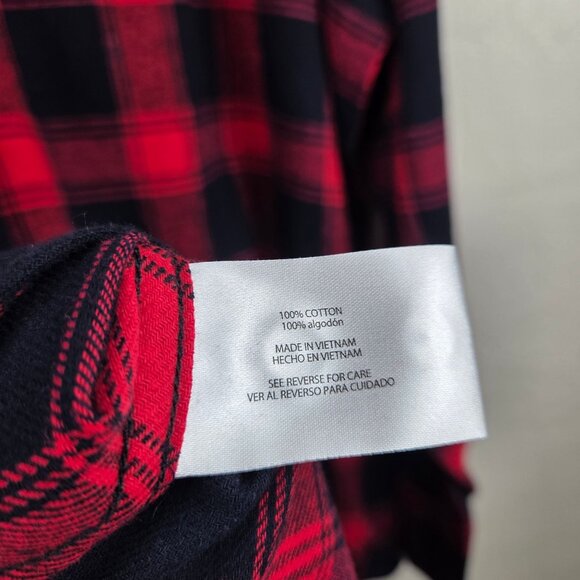 Woolrich Plaid Flannel Shirt Red/Black Women XXL Brushed Cotton High-Low Hem NEW - Picture 10 of 11